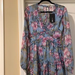 Fashion Nova In a Ruffle Mini Dress